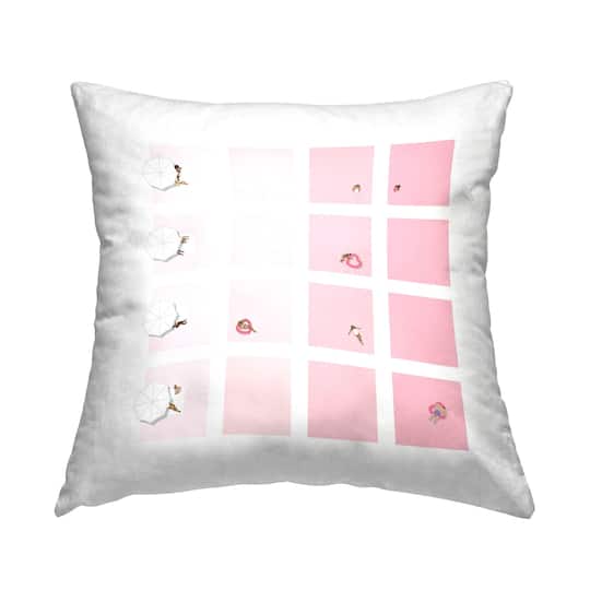 Stupell Industries Tropical Pastel Pink Summer Geometric Pools Throw Pillow, 18" x 18"